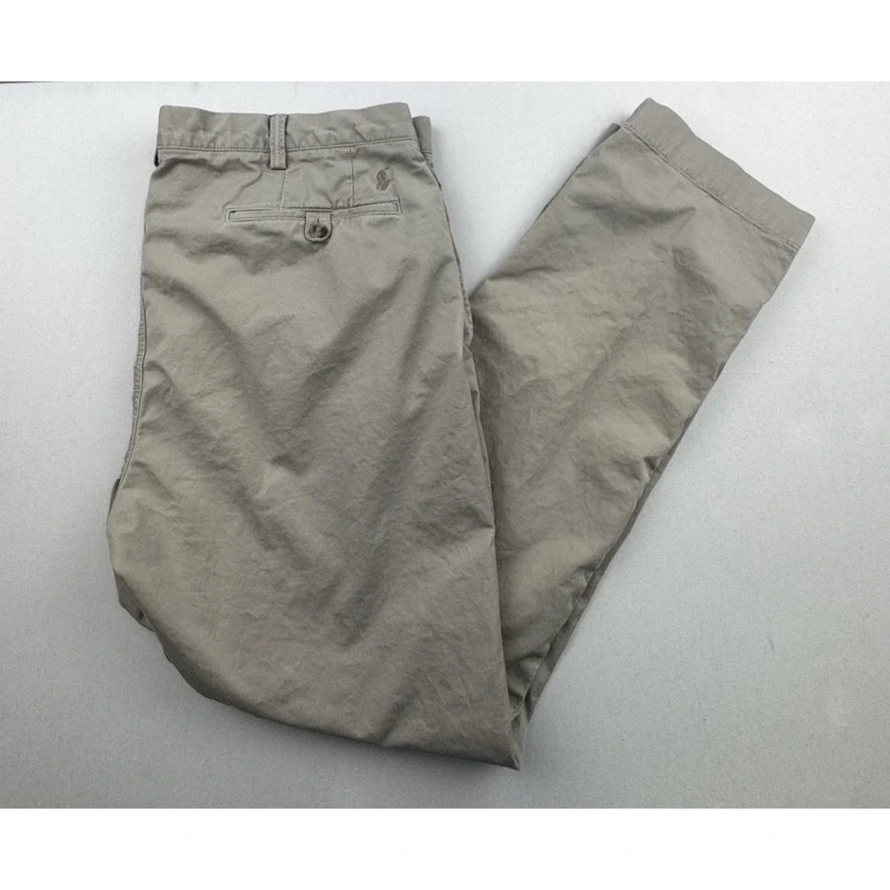 Polo Ralph Lauren Chino Pants Sz 38x30 Beige Flat Front Stretch Straight Fit
